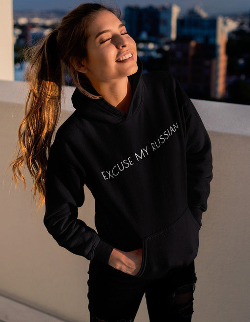 Excuse My Russian V 5 Black Hooded Sweatshirt