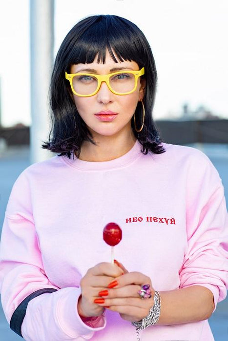 Sweatshirts - Because I Said So (Ибо Нехуй) Embroidered Pink Sweatshirt