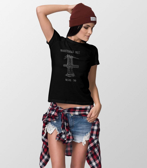 Manhattan Bridge Short-Sleeve Black T-Shirt Unisex